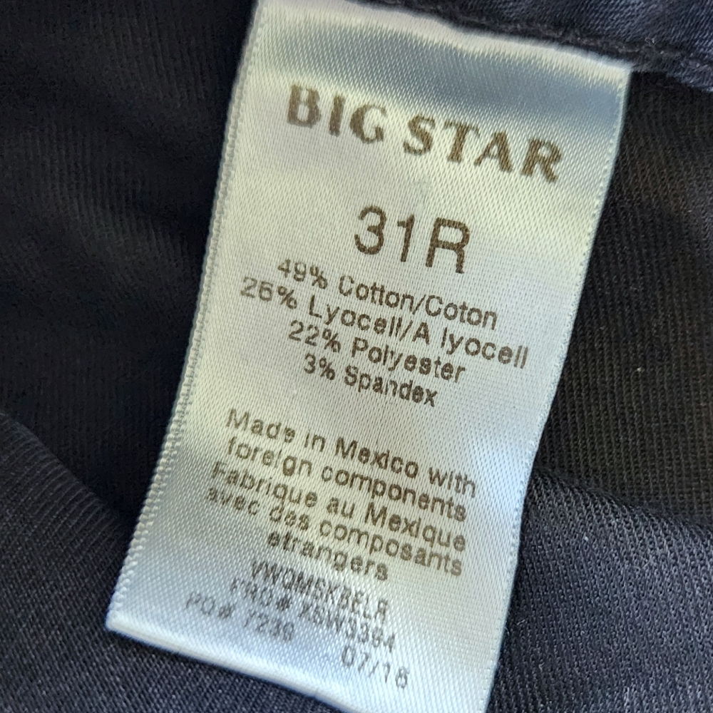 Big Star "Maddie Skinny" Black Midrise Jeans Silver Thread Y2K | Women's Size 31 - Picture 8 of 10